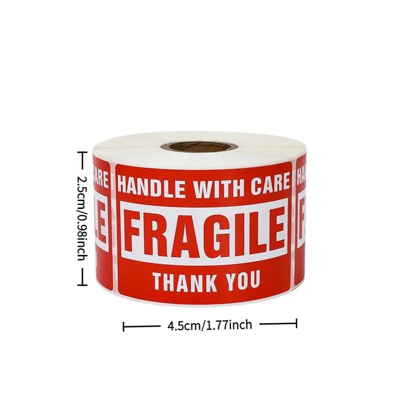250 Paste/Roll Fragile English Warning Label Stickers - Anti-Tamper Security Seals