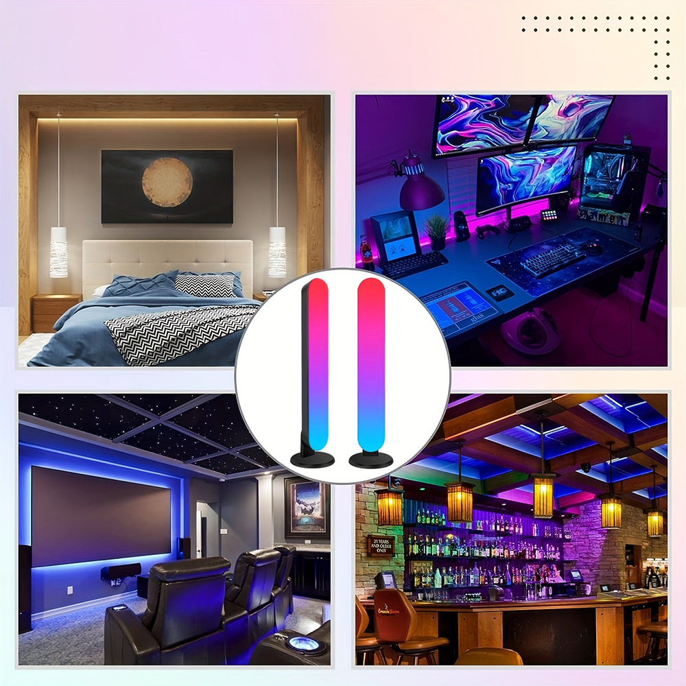 Upgraded RGB Music Rhythm Pickup Light USB Rechargeable Christmas Desktop Light Bar Desktop RGB Light Bar Music Rhythm
