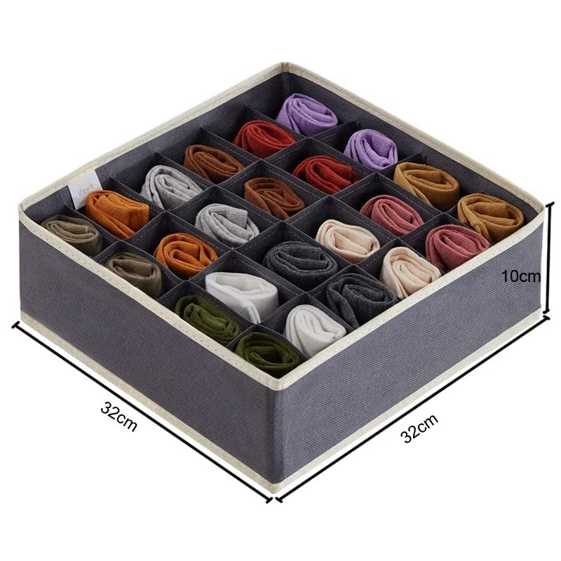 Foldable Sock Underwear Organizer Drawer Closet Organizer Box with Dividers for Socks Ties and Lingerie
