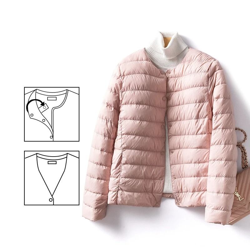 Womens Convertible Neckline Ultralight Down Jacket