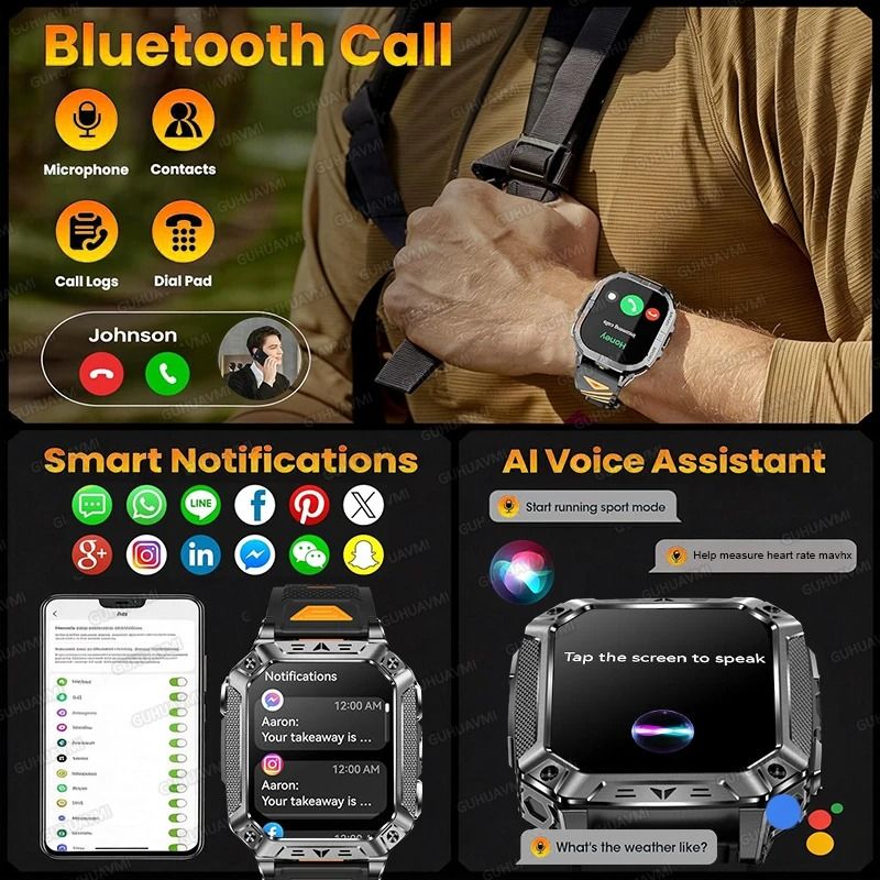 TANK Elite Military GPS Smartwatch | 1400mAh Battery & 2.01