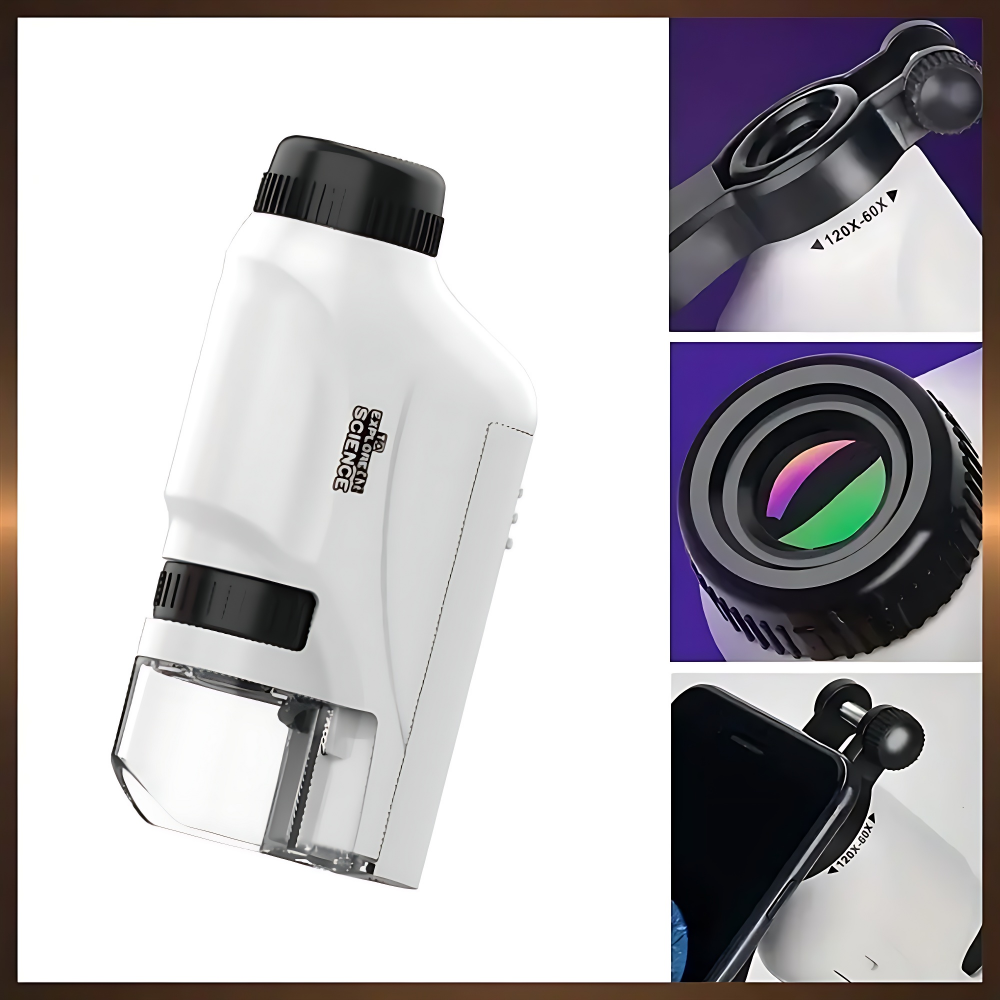 Handheld Microscope with LED Light  Battery Powered Kids Science Microscope