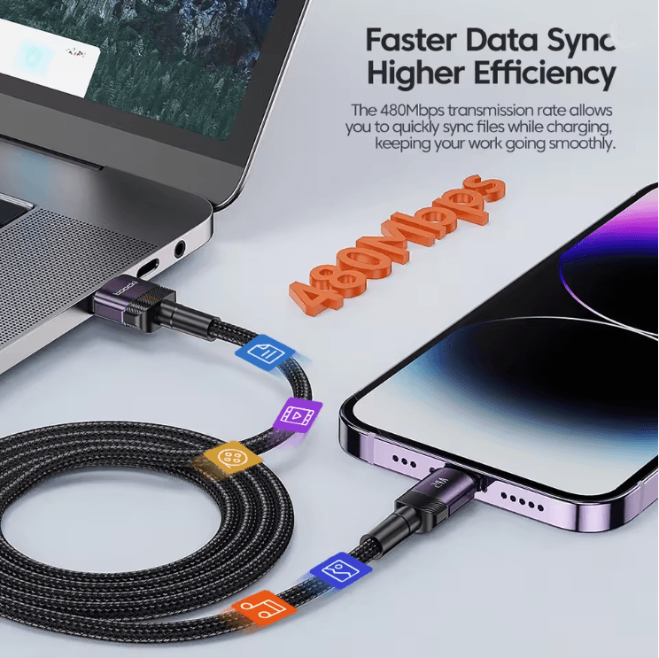 UltraCharge Nylon Braided USB-C to Lightning Cable for iPhone