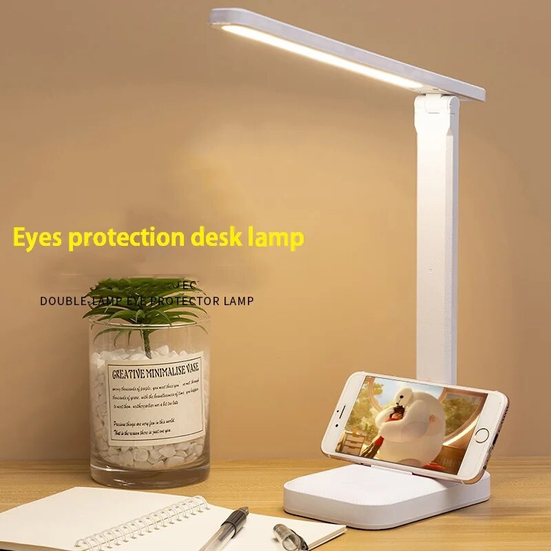 Adjustable Bedside Night Light LED Foldable Desk Lamp with Stepless Dimming Touch Controls Eye-Care Reading Light