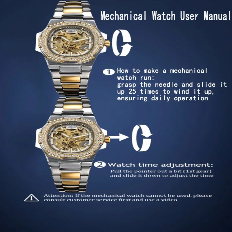 LONGLUX Luxury Skeleton Automatic Men's Diamond Stainless Steel Watch