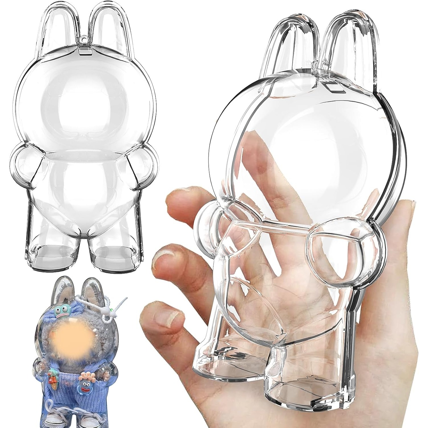 Protective Case for Labubu PVC Storage Box with Keychain – Dustproof & Scratch-resistant Collector Display