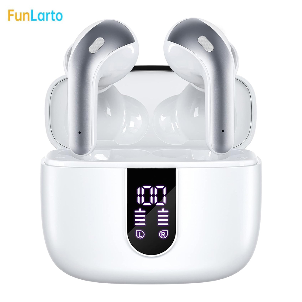 Bluetooth 5.3 Wireless Earbuds, Quad-Mic Call Noise Reduction ENC, 50H Playtime Wireless Earphones, Bluetooth Headphones