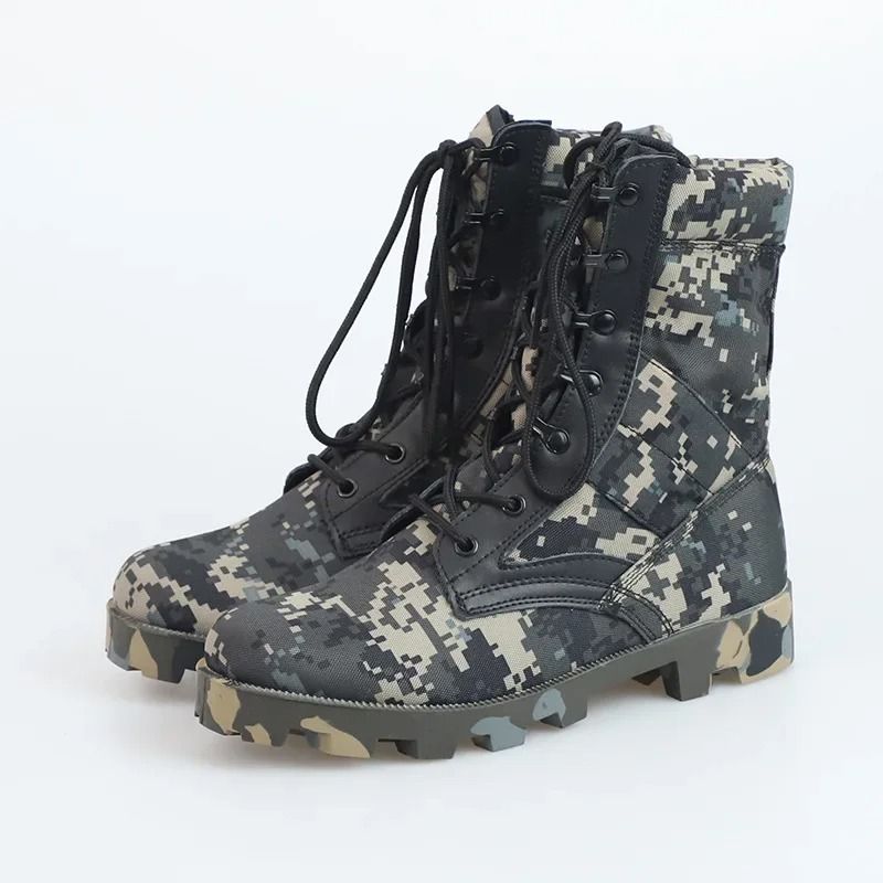 Mens Lace Up Waterproof Canvas Tactical Combat Desert Ankle Boots
