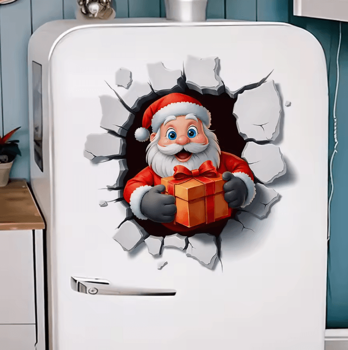 JollyCrack Santa Toilet Sticker – Funny 3D Christmas Bathroom Wall Decal