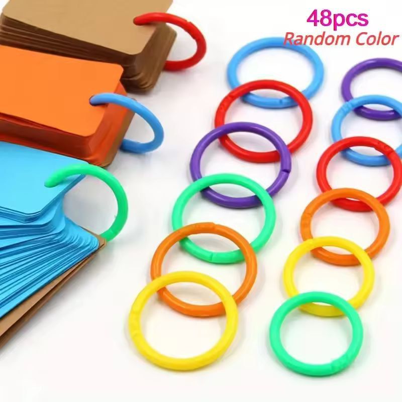48-Pack 15 mm Colorful Plastic Loose Leaf Rings – Versatile Binder Rings for DIY Albums & Document Organization