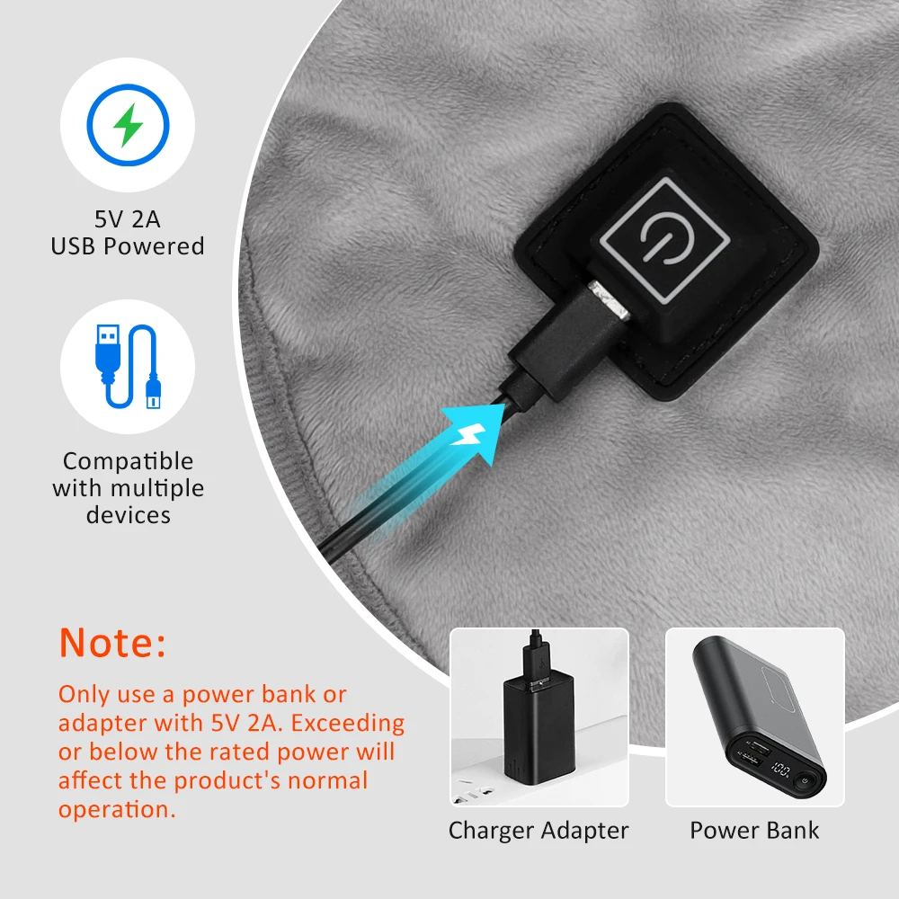 USB Heated Back Wrap, Electric Heating Shoulder Neck Pad, Soft Hot Compress Neck Shoulder Pad