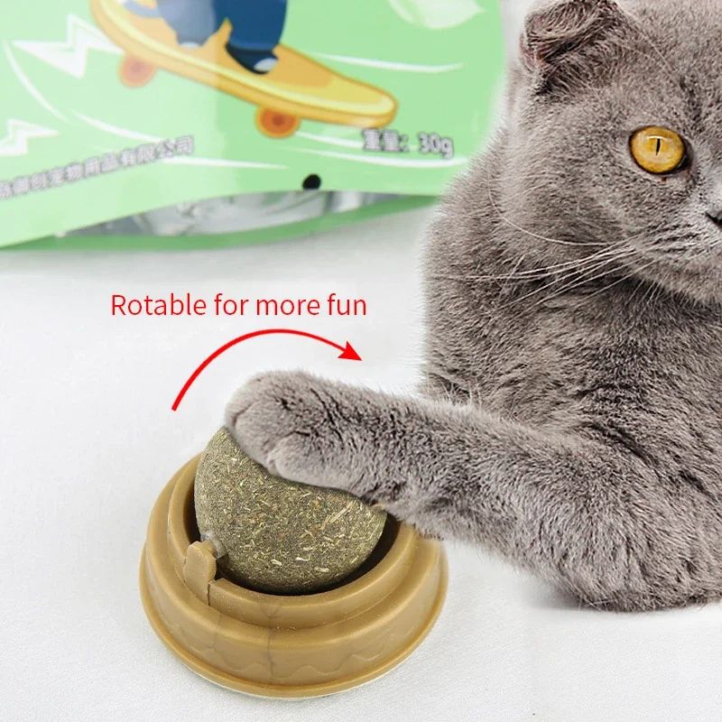 Wall Mounted Catnip Ball Toy and Scratching Post for Cats