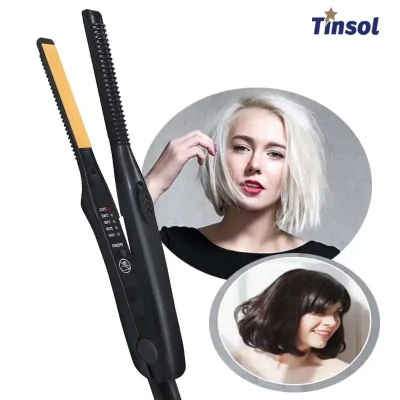 2 in 1 Mini Hair Straightener and Curling Iron Professional Ceramic Flat Iron for Short Hair and Beard