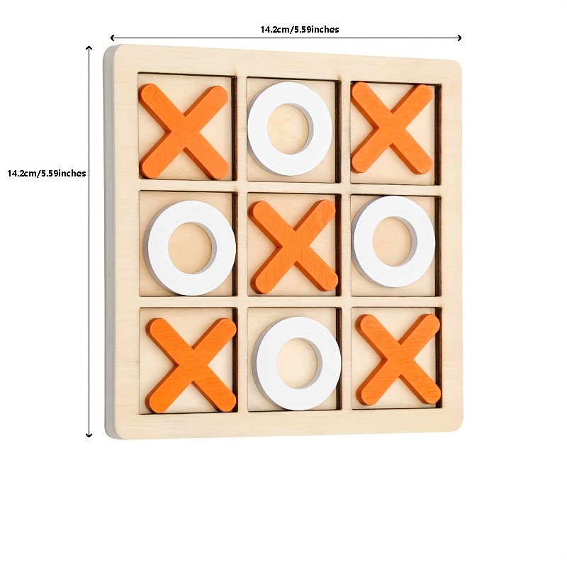 Premium Wooden Tic Tac Toe Board Game Classic Family Game Night Portable Travel Game for Kids and Adults