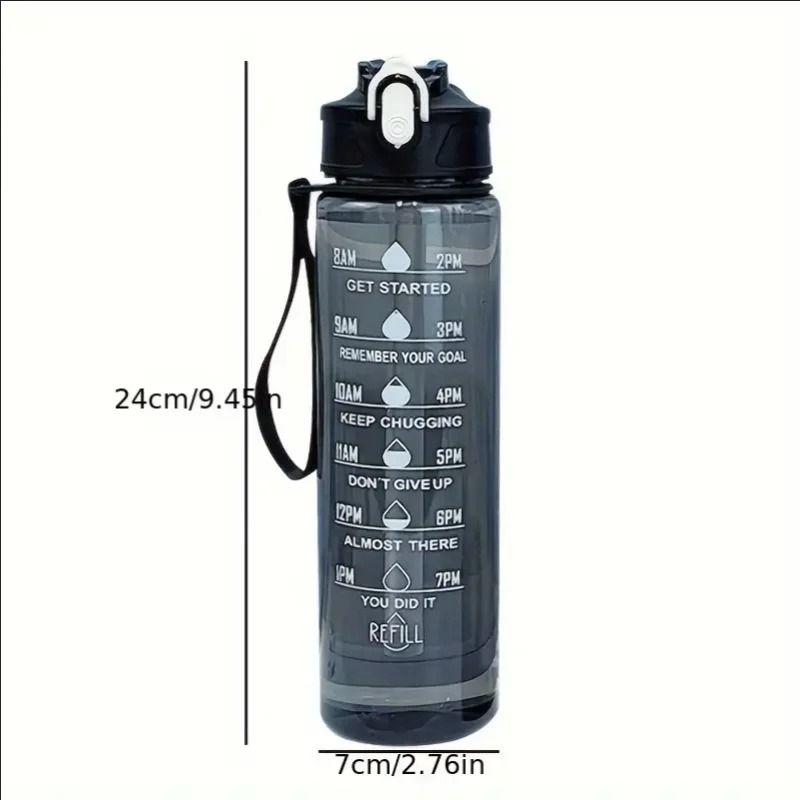 800ml Sports Water Bottle – Leak-Proof Motivational Drinking Cup with Time Marker