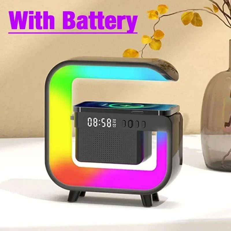 Home Bluetooth Speaker with Wireless Charger and RGB Alarm Clock