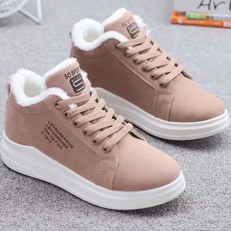 Women Winter Snow Boots Fur Lined Platform Lace Up Shoes