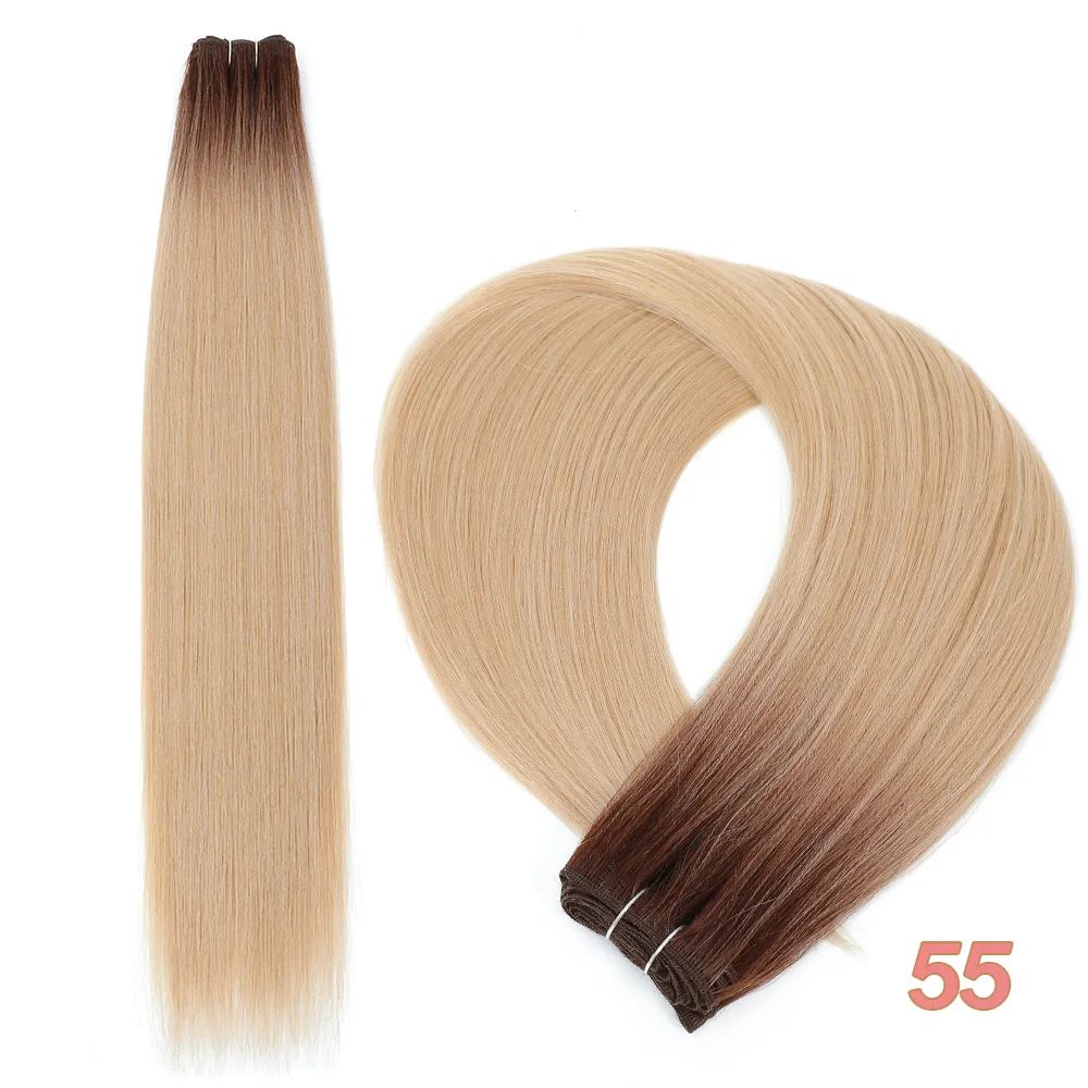 32-Inch Ombre Straight Synthetic Hair Bundles, 200g Heat-Style Weft Extensions (Highlights & Grey Options)