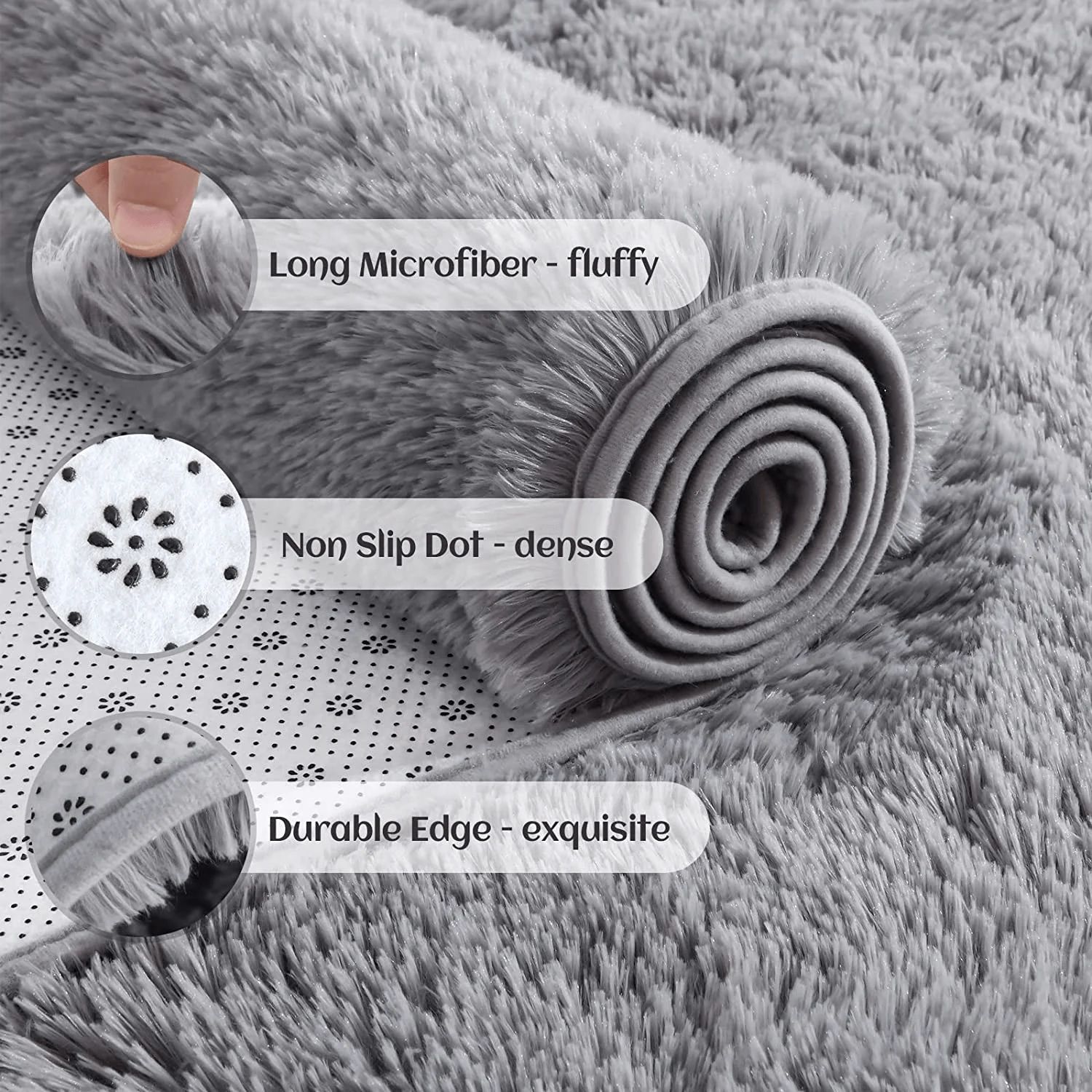 Ultra Soft Fluffy Area Rug – Non-Slip Shaggy Bedroom & Living Room Carpet