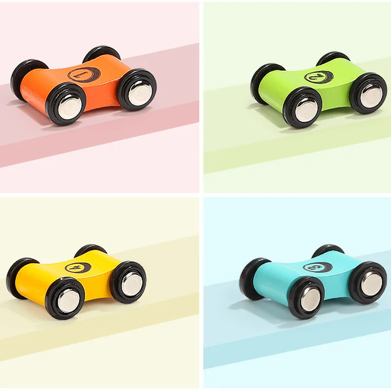 Wooden Gliding Car Toy Ramp Set for Kids - Colorful Mini Cars & Track Replacement