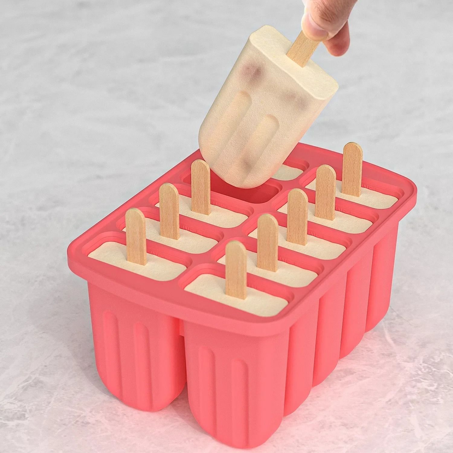 Silicone Popsicle Molds with 10 Large Ice Pop Cavities