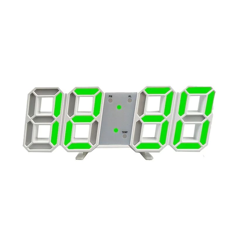 Modern LED Digital Alarm Clock Voice Activated Silent Desk Clock with 3D Display