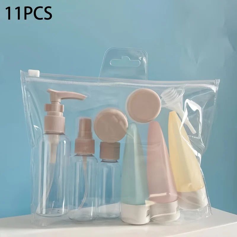 11 Pcs Leak-Proof Travel Bottles – TSA Approved Refillable Toiletry Containers for Lotion, Spray & Cream