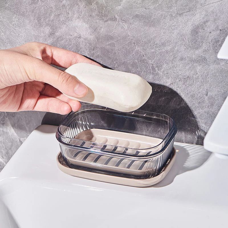 Transparent Clamshell Drain Soap Box With Cover