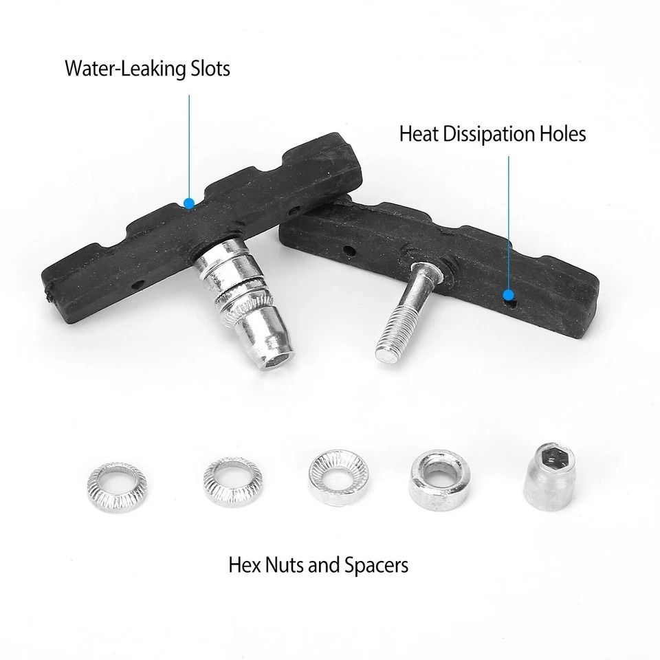 V Brake Pads Cycling Bike Shoes Pads Non-Slip, Bicycle Stop Caliper, Rim Brake Blocks Set