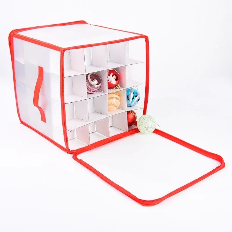 PP Zippered Christmas Ornament Storage Box for 3 Inch Xmas Balls