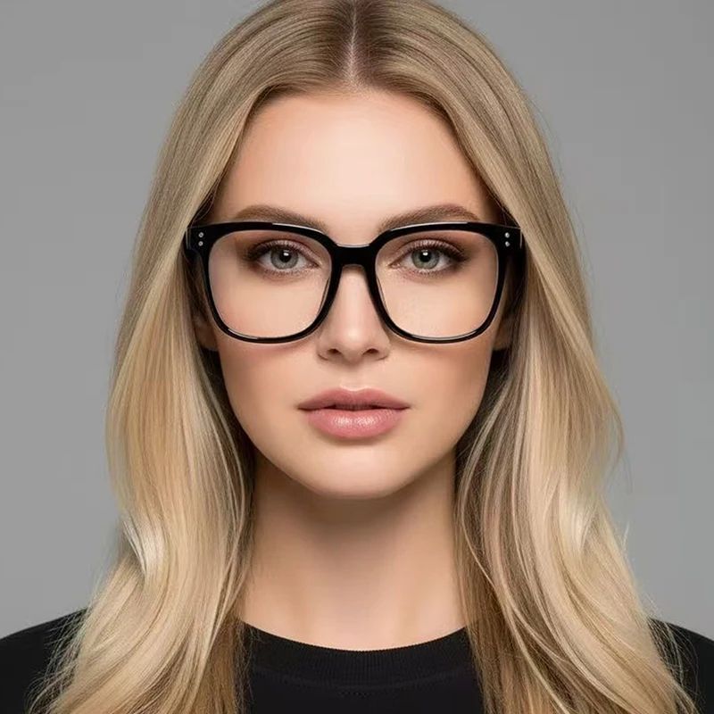 Unisex Transparent & Black Frame Glasses – Contemporary Campus Style Face-Contouring Eyewear