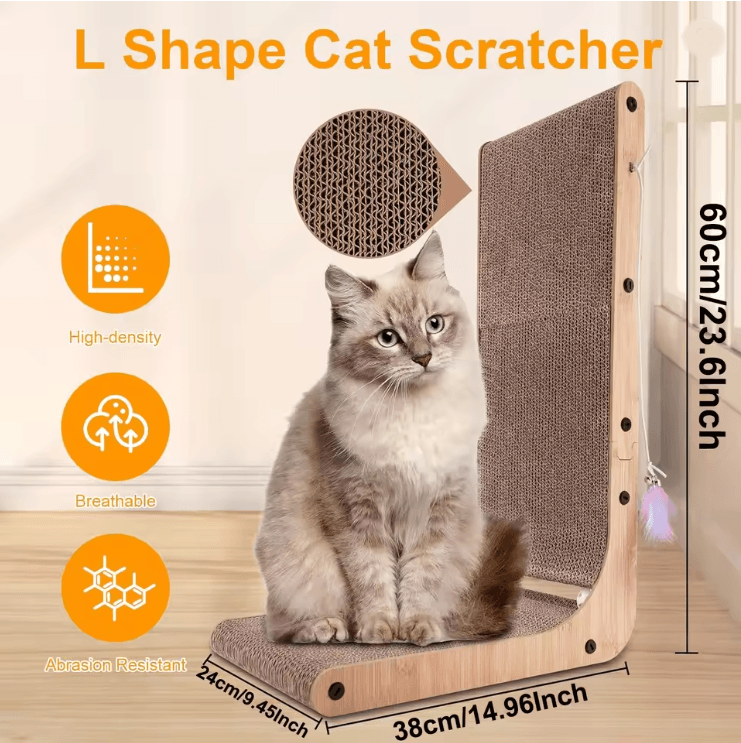 PurrGuard L Shape Cat Scratcher for Indoor Cats with Furniture Protection Design