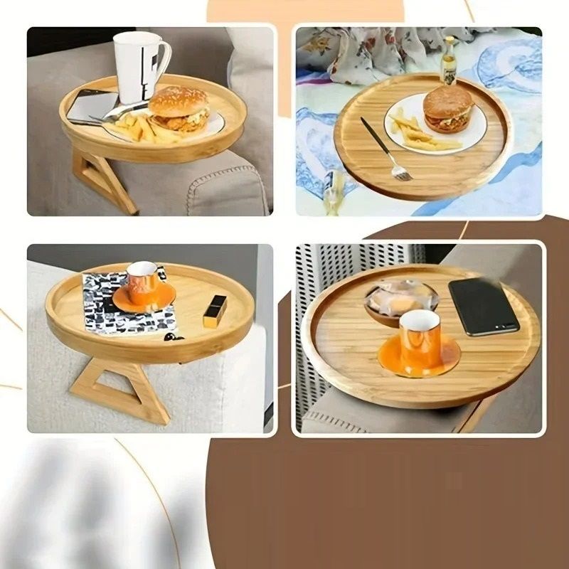 Professional Natural Wooden Foldable Sofa Armrest Tray