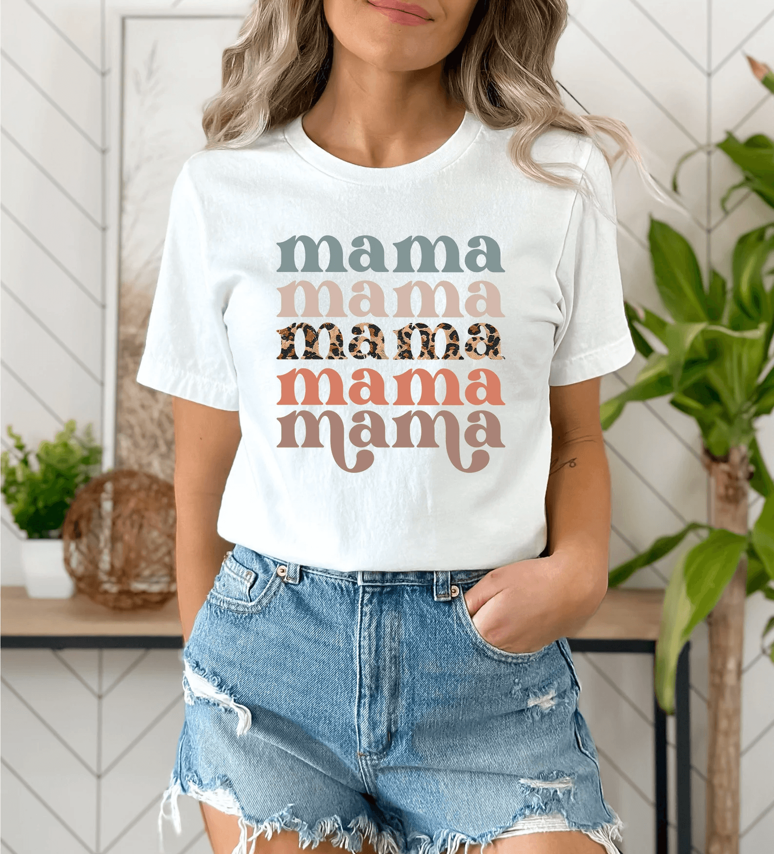 Retro Mama Shirt Leopard Print Mom Life Tee Trendy Mothers Day Gift