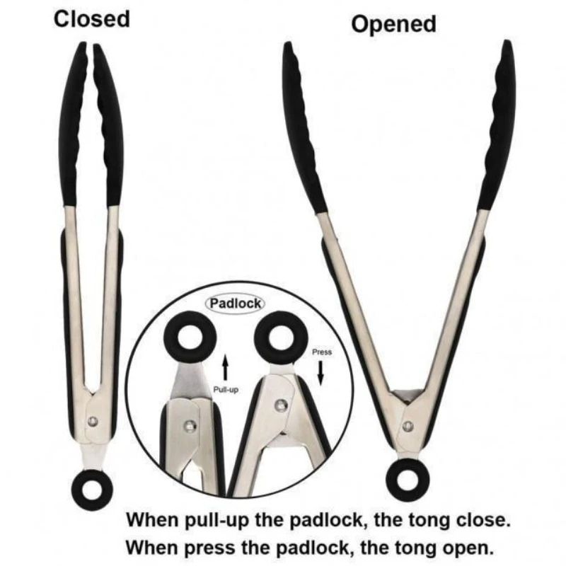 Premium Kitchen Silicone & Stainless Steel Food Tongs - Ergonomic, Heat-Resistant Serving & Cooking Clips