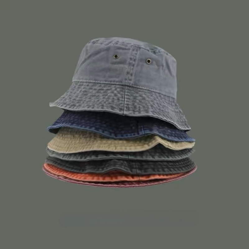 Retro Washed Denim Bucket Hat Lightweight Sun Protection Fisherman Hat for Outdoor Travel