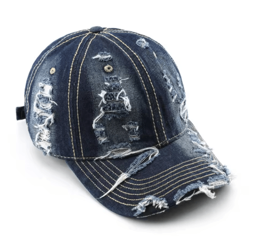 Vintage Distressed Denim Baseball Cap – Street Style Hip Hop Trucker Hat