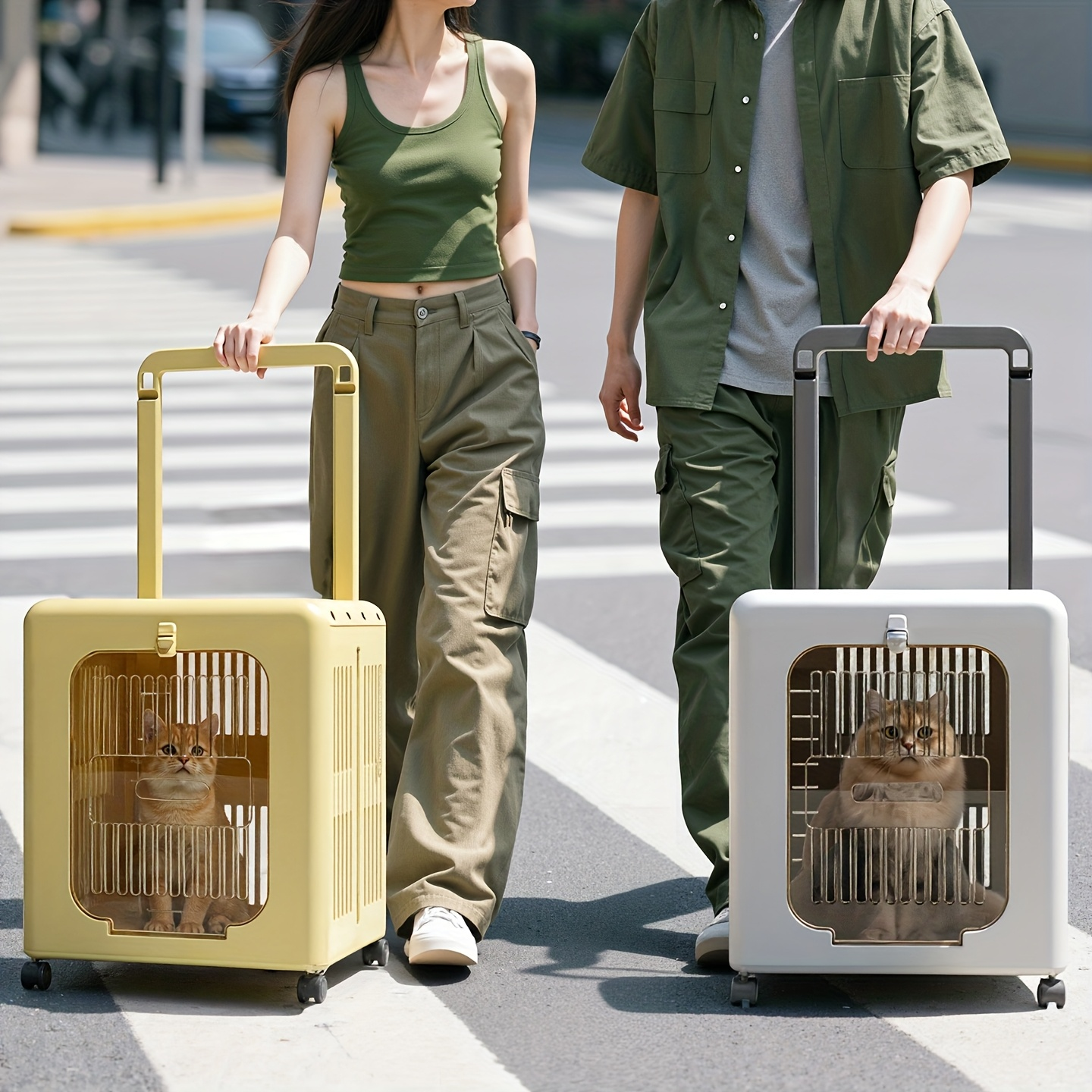 Portable Folding Pet Carrier for Cats and Small Dogs Breathable Pet Stroller for Travel