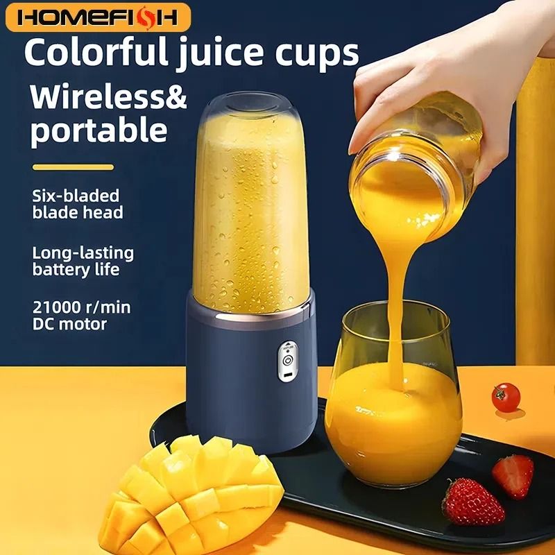 Portable Electric Juicer Blender USB Rechargeable Smoothie Cup 400ml with 2 Cups