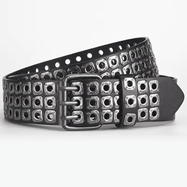 Unisex Punk Studded Street Belt Square Bead Design