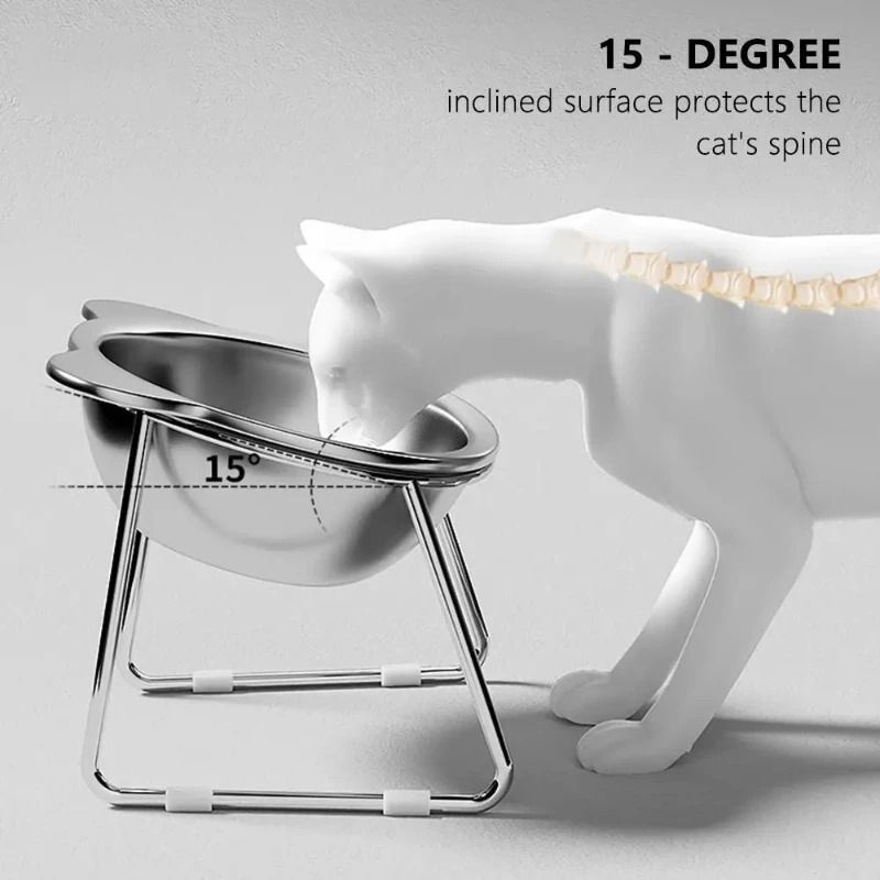 Stainless Steel Cat Bowl Elevated Tilted Cat Bowl Raised Pet Feeding Bowl