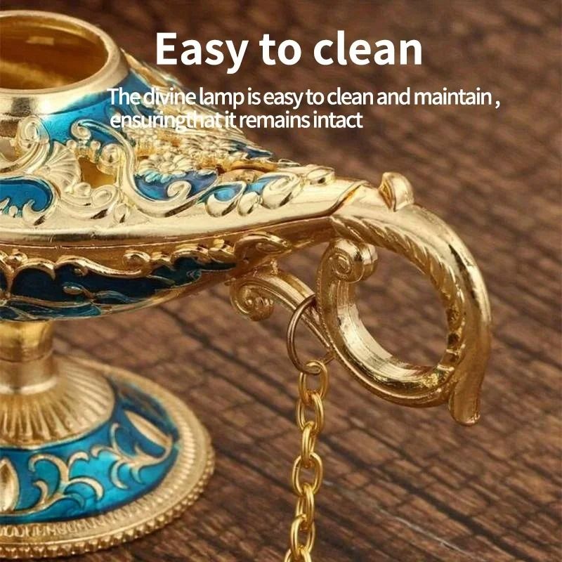 Vintage Genie Magic Lamp Ornament | Aladdin-Style Metal Home Decor Crafts