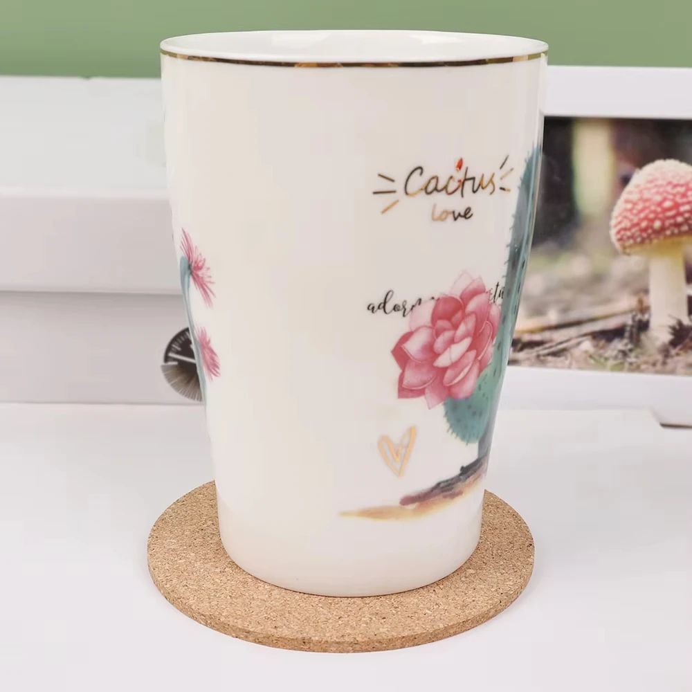 Non-Slip Cork Coaster Set, Cup Mat Natural Round Wooden Pad for Tea, Coffee, Mug Holder & Stylish Tableware Decor