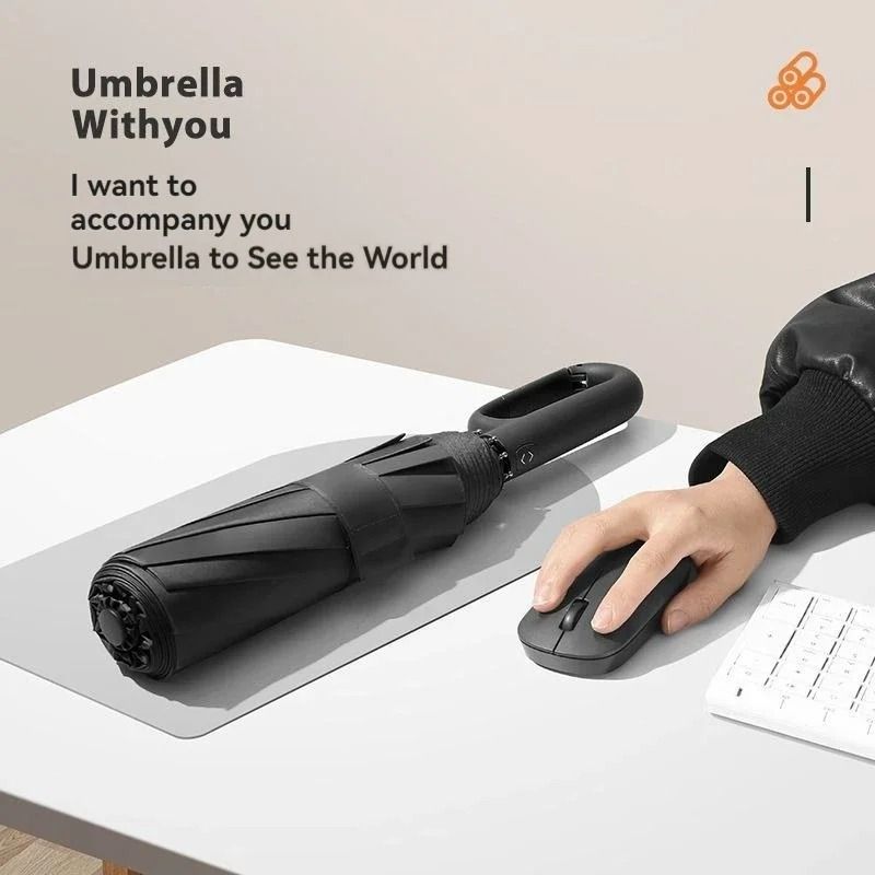 Fully Automatic Extra-Large Windproof Umbrella – Innovative Ring Buckle Handle & Dual-Layer UV Protection