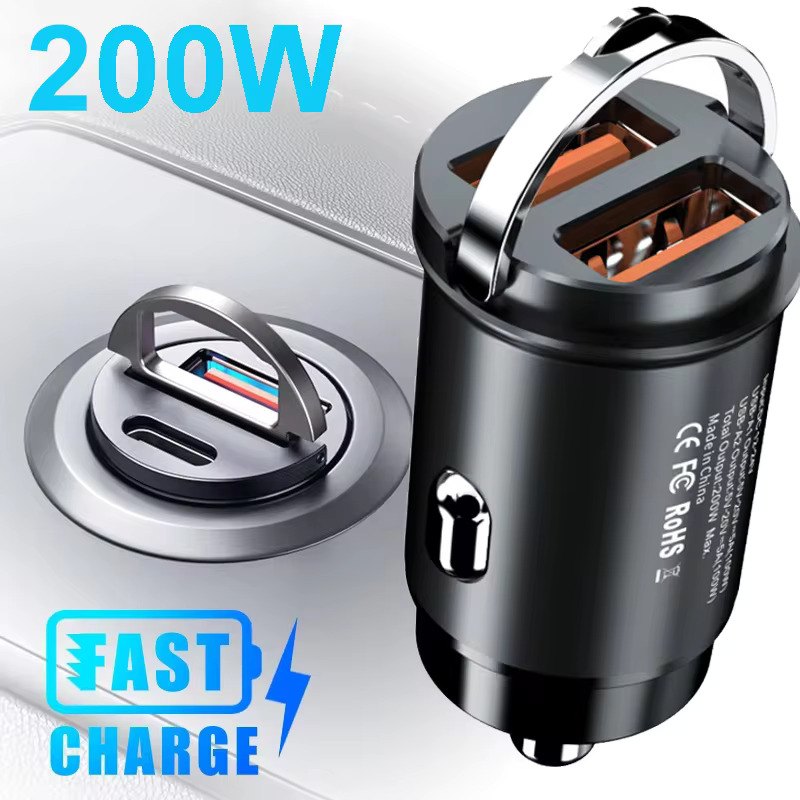 Fast Charging Car USB Type C Charger, QC3.0 Mini Car Charger, Lighter, for iPhone Samsung Xiaomi Huawei