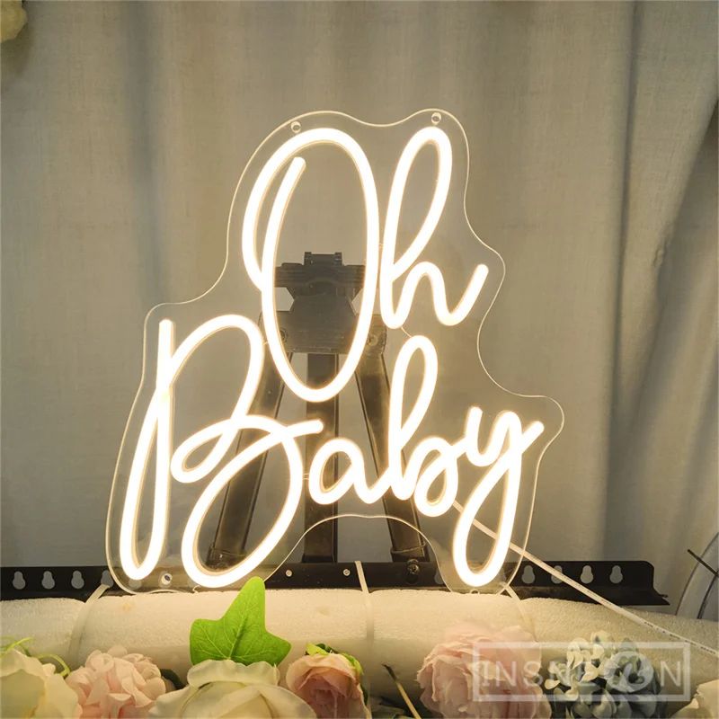Oh Baby Personalized LED Neon Sign – Custom Baby Shower Wall Decor Light for Nursery, Kids Bedroom, Photo Backdrop