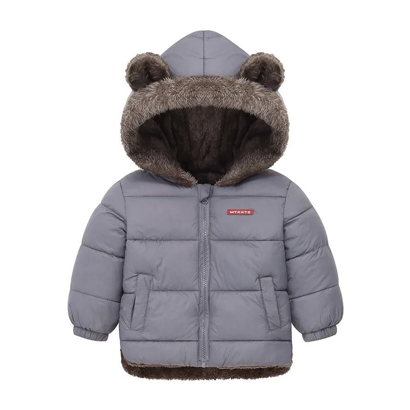 Childrens Thick Fleece Hooded Jacket - Winter Cashmere Padded Outerwear