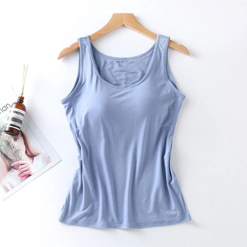 Women Slim Fit Tank Top with Built In Bra