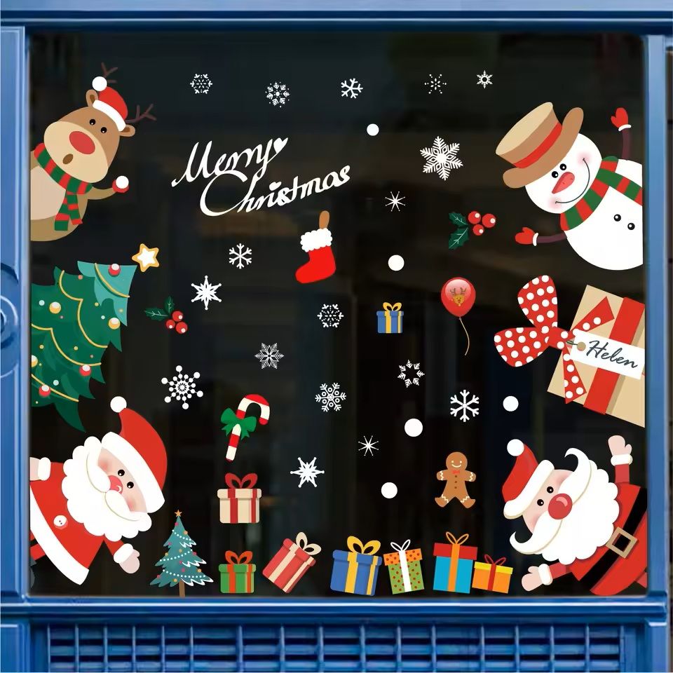 137 Pieces Snowflake & Window Flower Electrostatic PVC Stickers Reusable Winter Decor Set