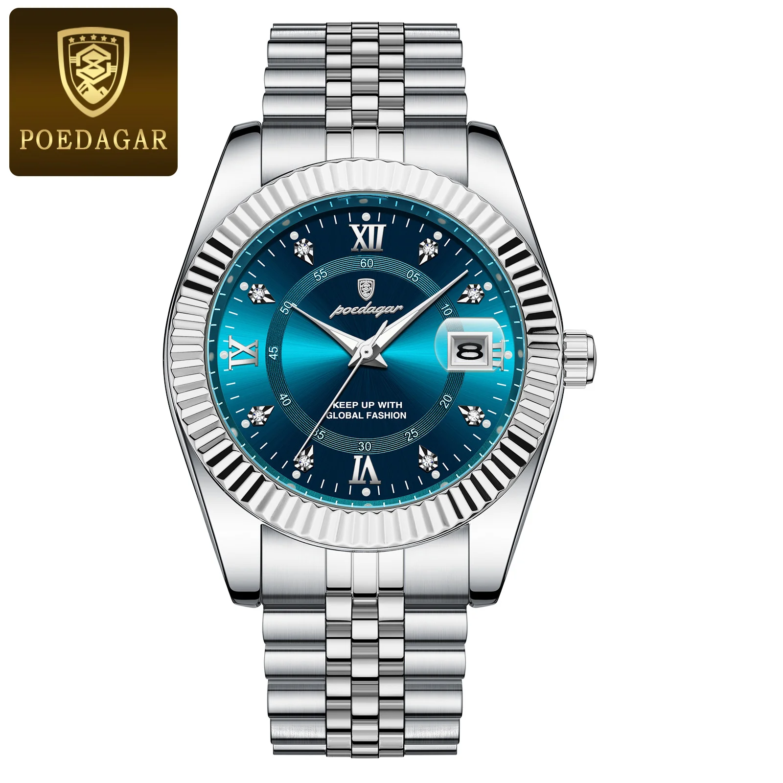 Waterproof Luxury Men's Quartz Watch, Military Date Wristwatch, Stainless Steel Fashion Watch